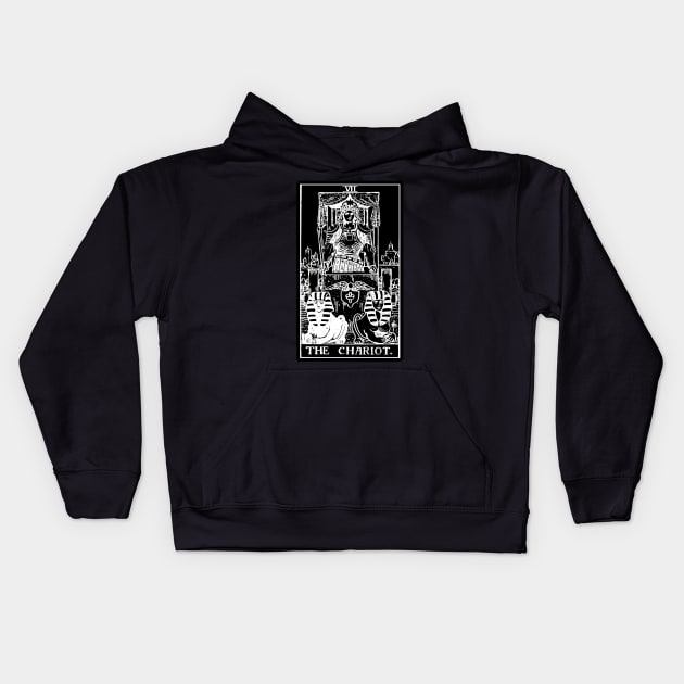 VII. The Chariot Tarot Card | Obsidian and Pearl Kids Hoodie by wildtribe